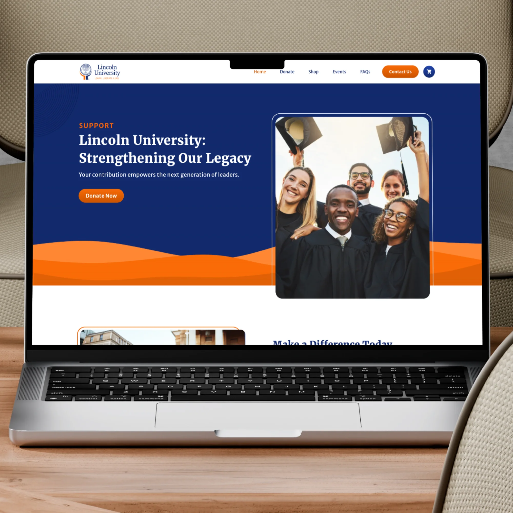 Lincoln University platform for donations, events, and social impact.